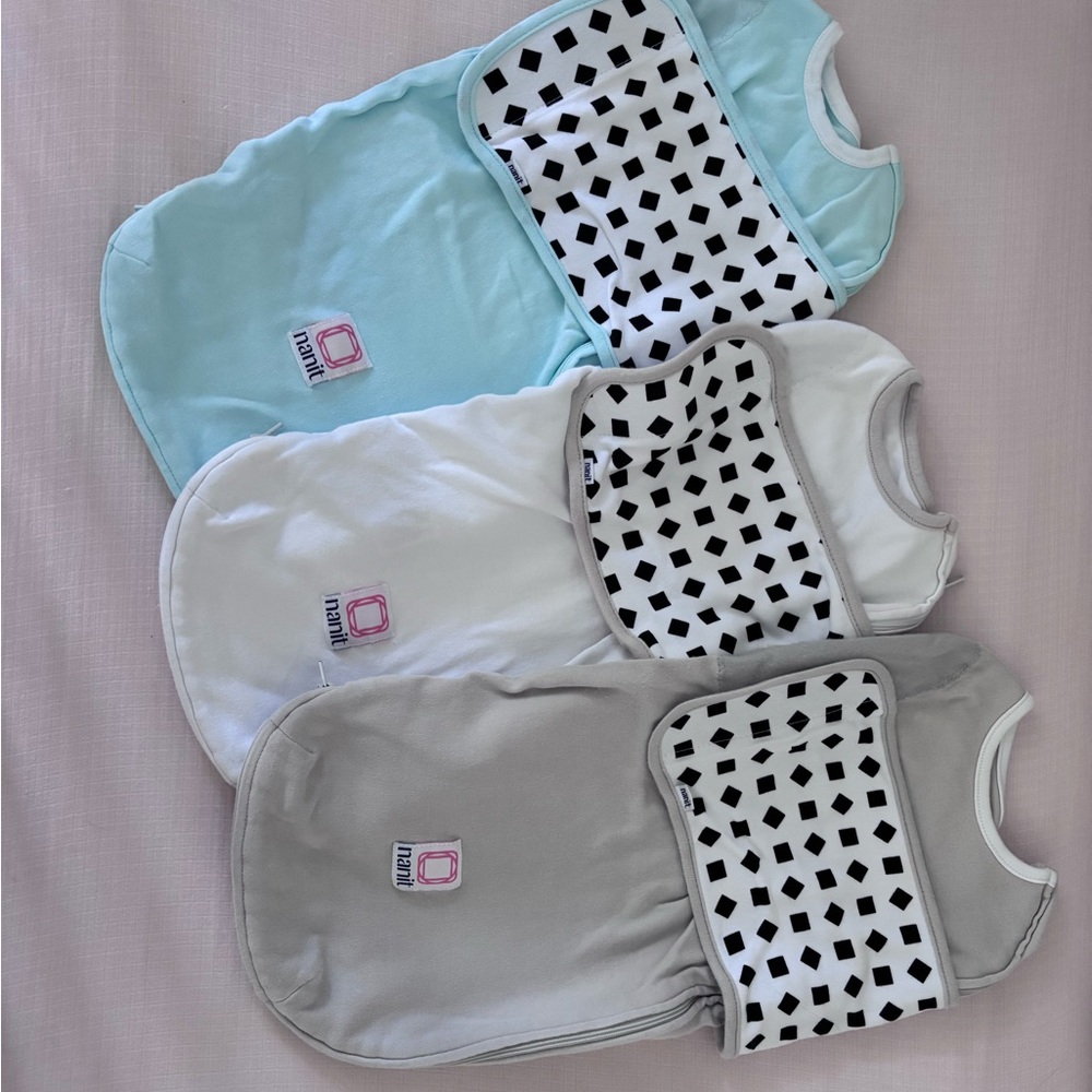 Kids Nanit Swaddle Sleep Sack Set in Mint, White & Gray